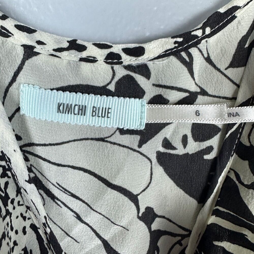 Kimchi Blue Ruffle Sleeveless Black White 100% Silk Floral Print Dress Size‎ 6 - Picture 5 of 6